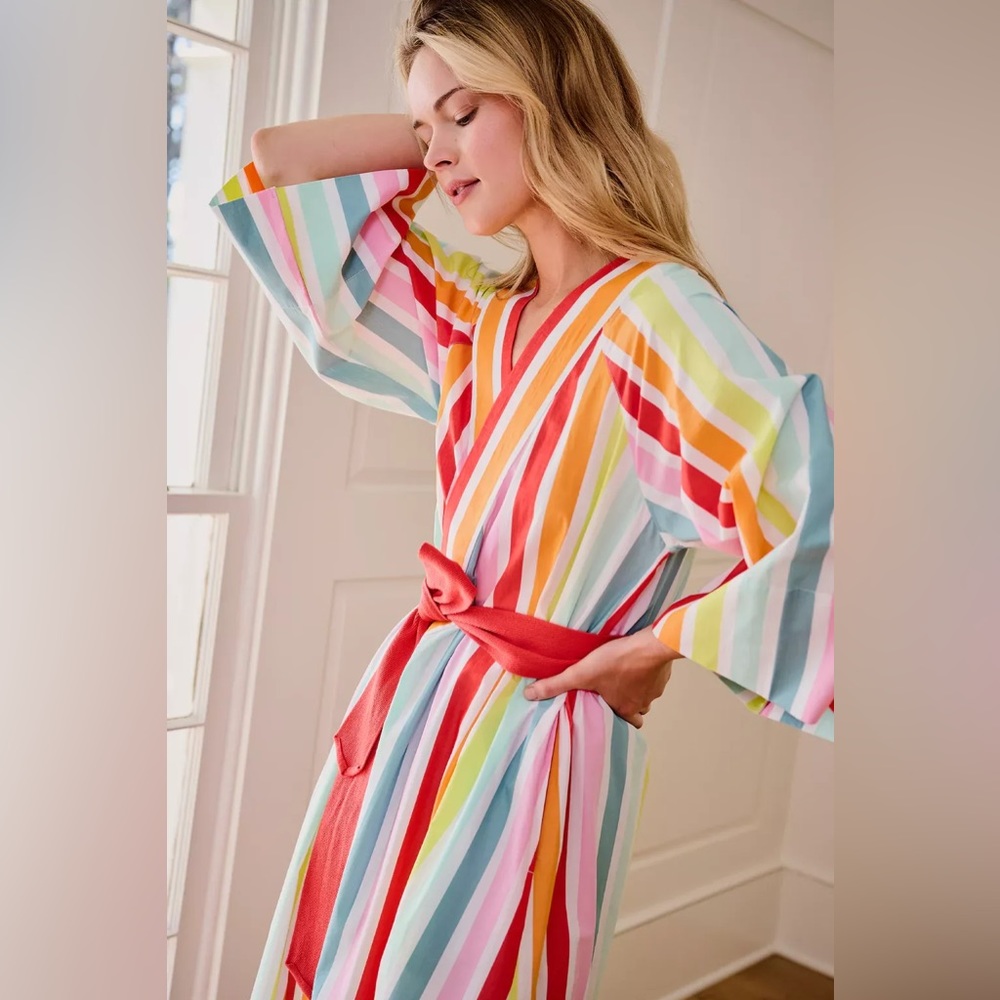 Lake Pajamas Rainbow Stripe Bell Robe